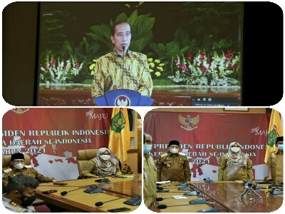 Bupati & Wakil Bupati Sumbawa Ikuti Arahan Presiden RI Secara Virtual Terhadap Penanganan Covid-19