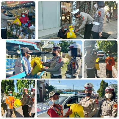 Jumat Berkah, Satlantas Polres Sumbawa Kembali Bagi-Bagi Puluhan Paket Sembako