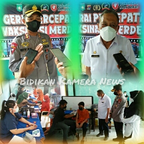 Bupati Sumbawa Bersama Kapolres Tinjau Pelaksanaan Vaksinasi Pelajar Di SMPN 2 