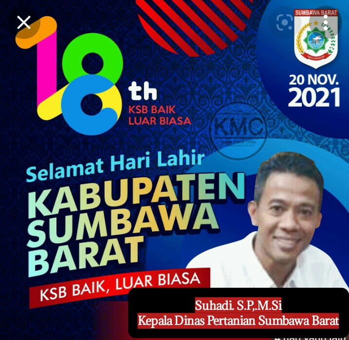 Iklan Layanan Dinas Pertanian Sumbawa Barat ” Selamat Hari Lahir Kabupaten Sumbawa Barat Ke-18 “