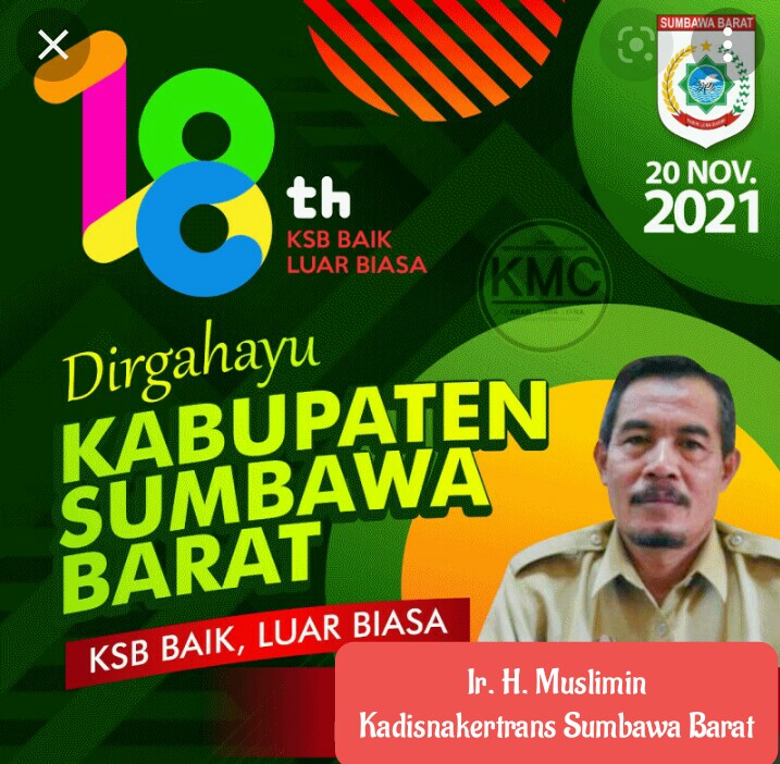 Iklan Layanan Disnakertrans Sumbawa Barat ” Selamat Hari Lahir Kabupaten Sumbawa Barat Ke-18 “