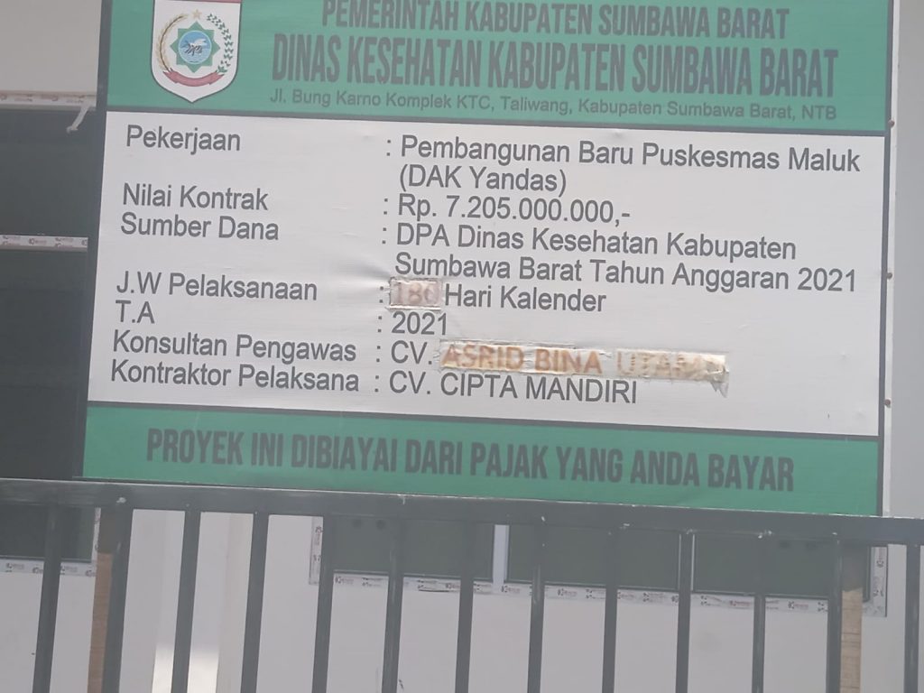 Pembangunan Puskesmas Maluk Sesuai Prototipe Kemenkes,  Direncanakan Selesai Akhir Desember 2021