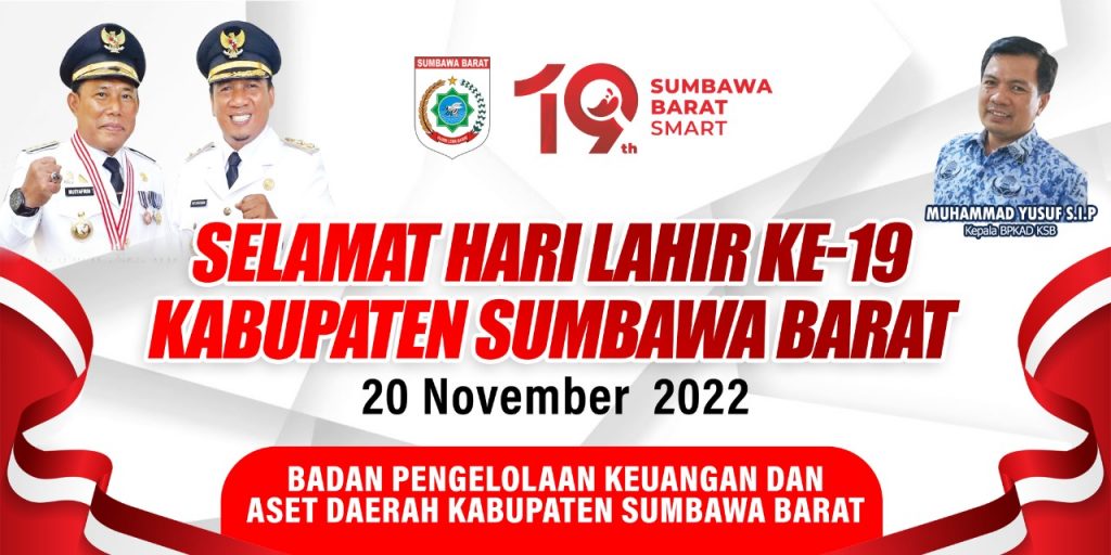 Iklan / Badan Pengelolaan Keuangan dan Aset Daerah Kabupaten Sumbawa Barat ” SELAMAT HARI LAHIR SUMBAWA BARAT KE-19 “