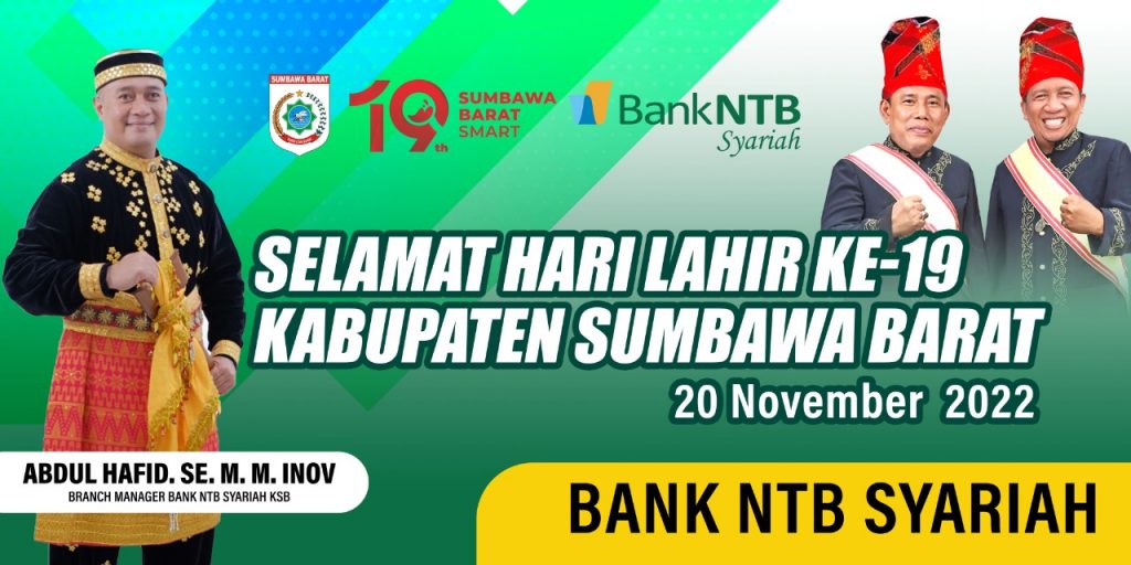 Iklan / Bank NTB Syari’ah Daerah Kabupaten Sumbawa Barat ” SELAMAT HARI LAHIR SUMBAWA BARAT KE-19 “