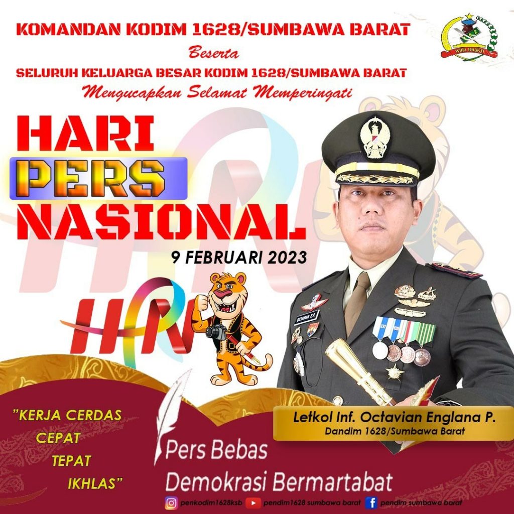 Markas Besar Kodim 1628 /SB Mengucapkan Selamat Hari Pers Nasional 09 Februari 2023