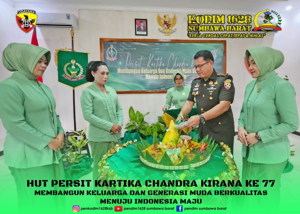 Kodim 1628/SB Gelar Acara Syukuran Hut Ke 77 Persit Kartika Chandra Kirana Secara Sederhana.