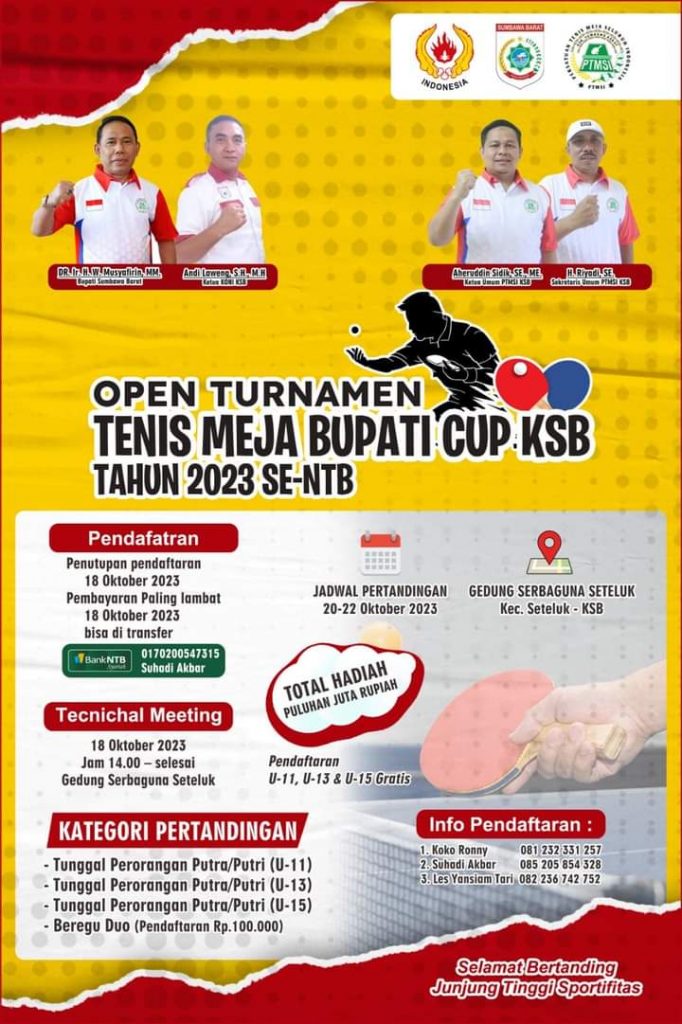 Kejuaraan Tenis Meja Bupati CUP KSB Se-NTB